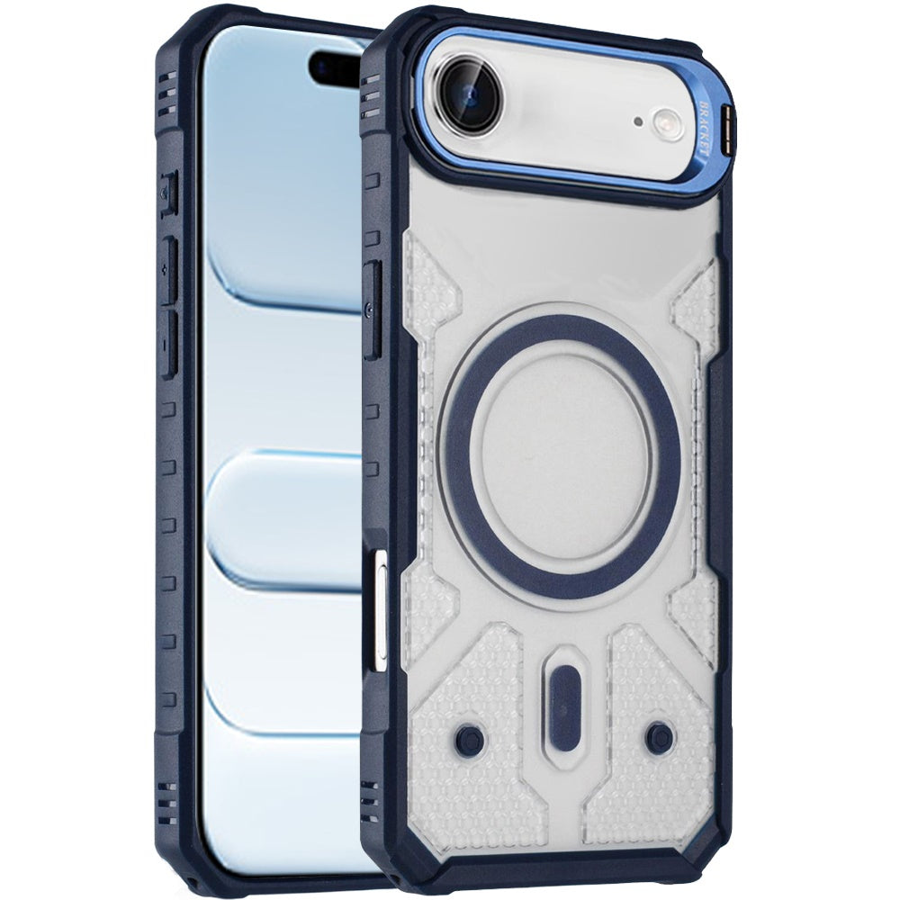 For Apple iPhone 17 AIR Transparent Tough Dotted Magnetic Case with Camera Stand & Hybrid Grip Shockproof Case Cover