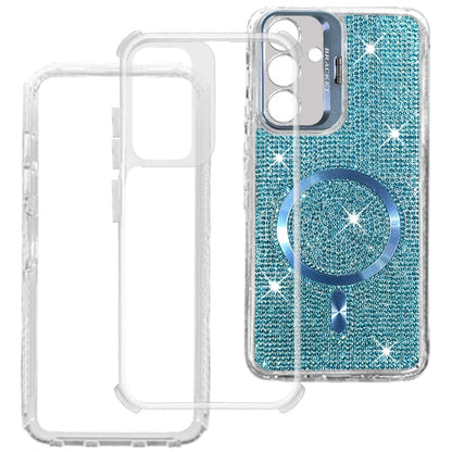Phone Case for Samsung Galaxy A27 Luxury Glitter Magnetic Hybrid with Camera Stand Dual Layer Shockproof Sparkle Dot Pattern Clear Edges Cover