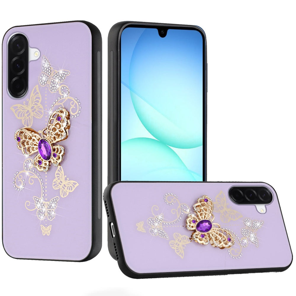 For Samsung Galaxy S25 Fan Edition /Galaxy S25 FE Diamonds 3D Fashion Bling Sparkly Glitter Ornaments Engraving Hybrid with Ring Stand Case Cover