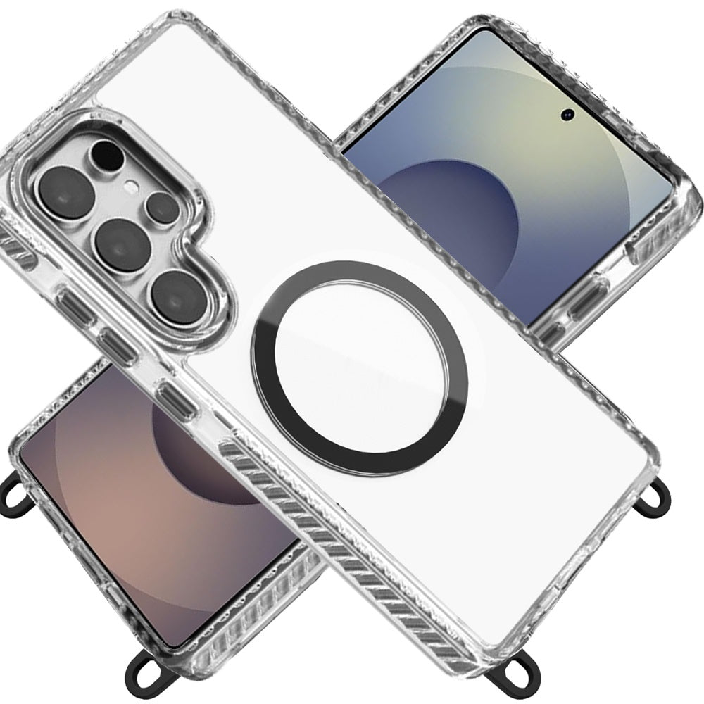 For Apple iPhone 11 Clear Magnetic Frame PC Back Shockproof Protective Case with Detachable Lanyard Strap, Compatible with MagSafe Case Cover