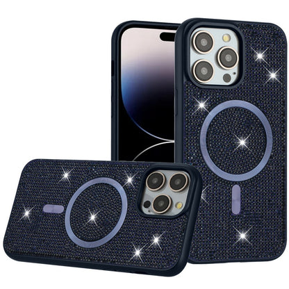 Apple iPhone 16 Pro Max (6.9") Diamond Sparkly Bling Design Rhinestone Hybrid Skin with Magnetic Circle MagSafe Compatible