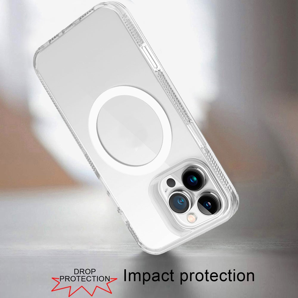For Apple iPhone 16 Pro MagSafe Compatible Integrated Technology Clean Transparent Hybrid Armor TPU Frame Case Cover Black