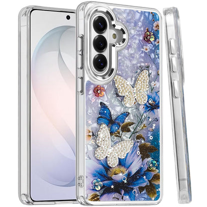 Phone Case for Samsung Galaxy S26 FE /Fan Edition Glitter Butterfly Design Metal Buttons Shockproof Hybrid TPU + PC Durable Protective Slim Grip Stylish Cover