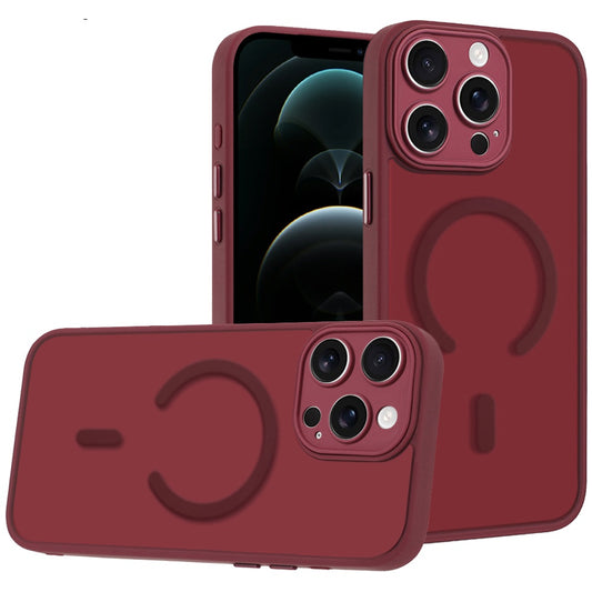 Phone Case for Apple iPhone 12 Pro Max Matte Frosted Magnetic Back Hybrid Hard PC Soft TPU Camera Protection Slim Shock Absorbing Anti Fingerprint Cover
