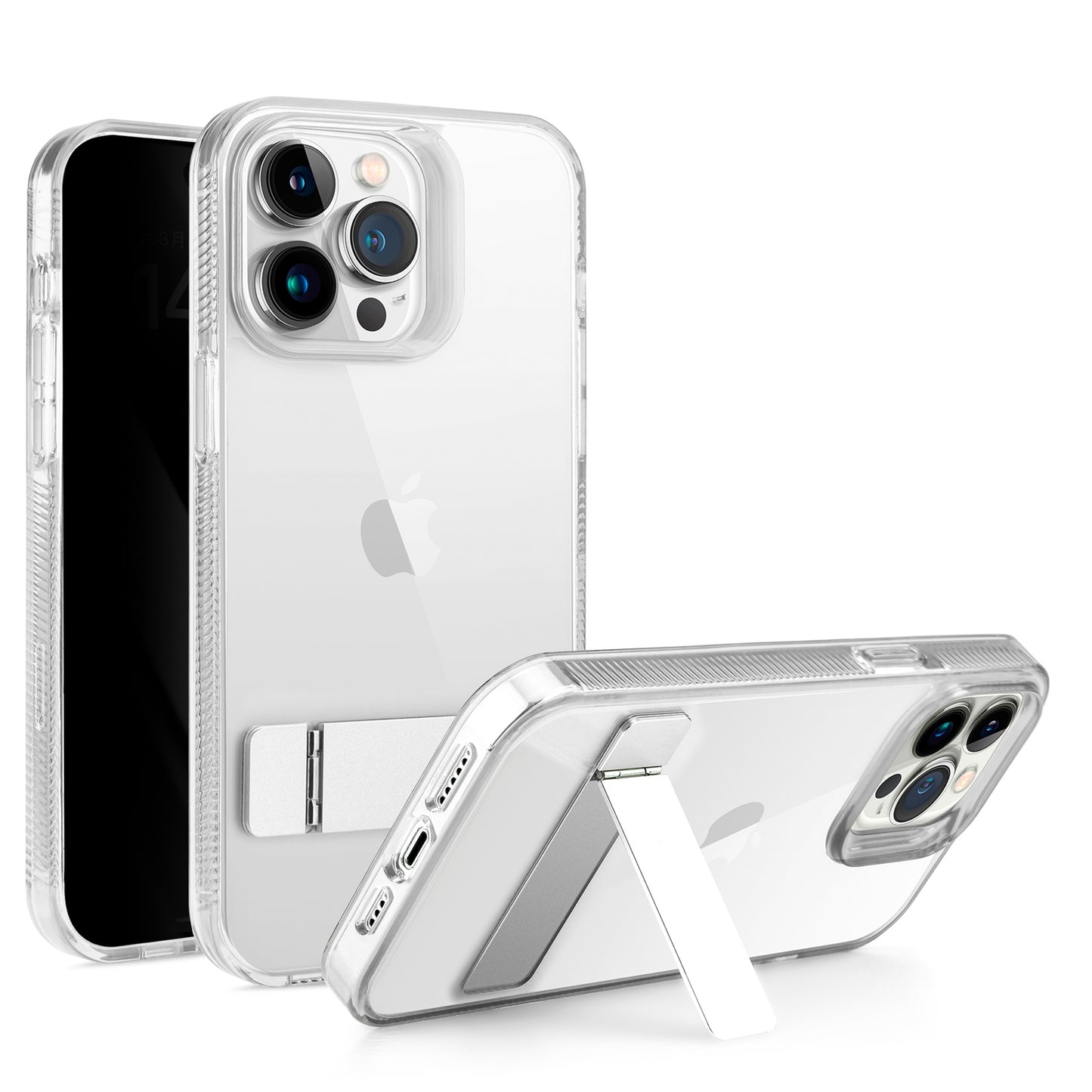 For Samsung Galaxy S25 /S24 Transparent with Sturdy Metal Kickstand Hybrid Dual Layer Tough Shock-Absorbent Slim Fit Hard PC + TPU Case Cover Clear
