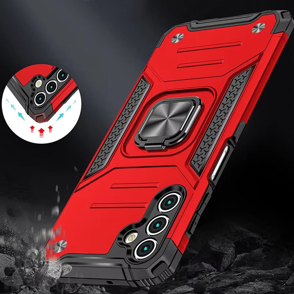 For Samsung Galaxy A36 Armor Hybrid Magnetic Stand with Ring Holder Kickstand Shockproof Heavy-Duty Durable Rugged TPU Dual Layer Case Cover