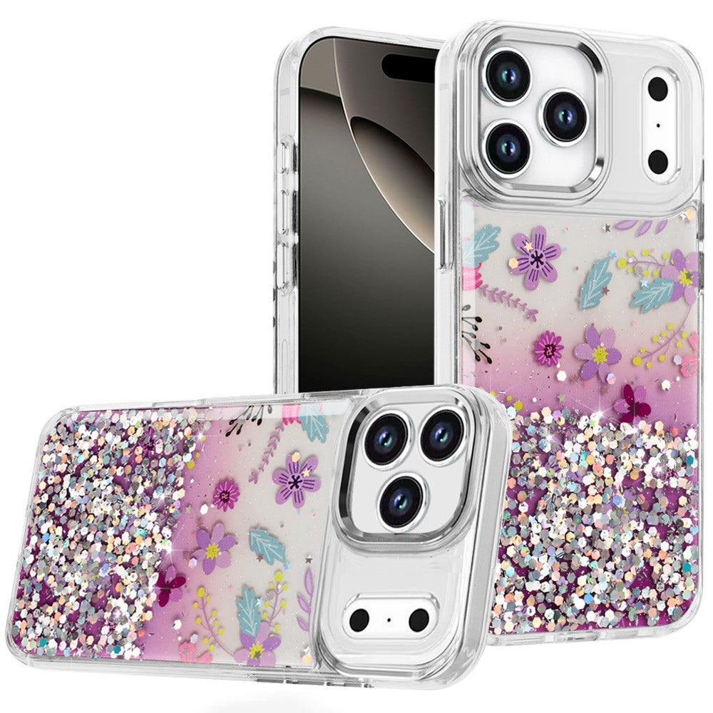 Phone Case for Apple iPhone 17 Pro Max Luxury Glitter Epoxy Design Chrome Metallic Edge Shockproof Protective Stylish Fashion Durable Slim Premium Finish Cover