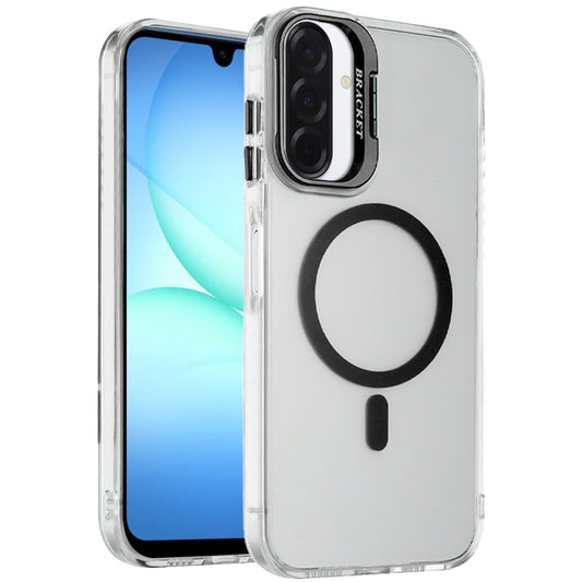For Samsung Galaxy A17 5G Magnetic Back MagSafe Compatible Transparent Hybrid Drop Protection with Metallic Camera Stand Case Cover