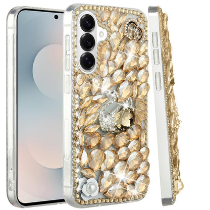 For Samsung Galaxy S26 Bling Crystal 3D Full Diamonds Luxury Sparkle Rhinestone Hybrid Protective Case Cover