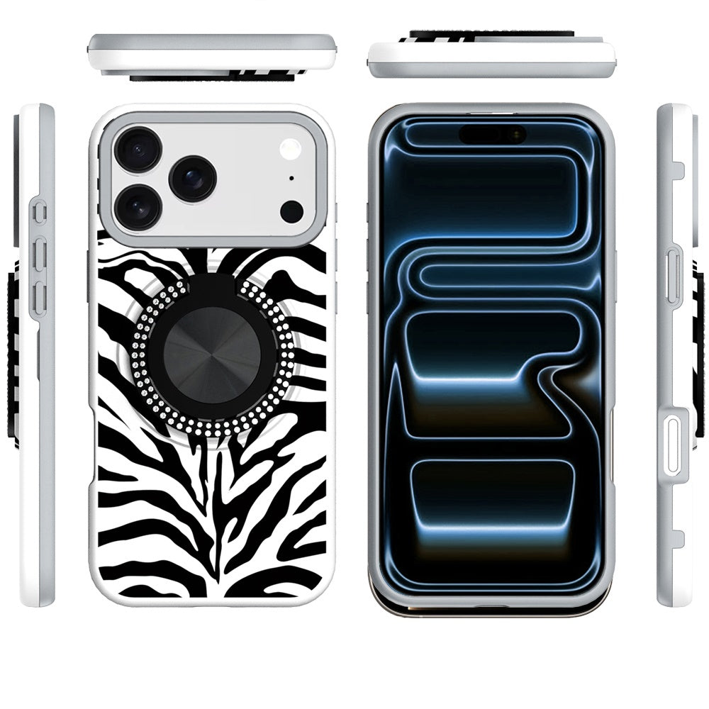 Phone Case for Apple iPhone 18 Pro Max Magnetic Ring Stand Matte Metal Hybrid Car Mount Friendly Shockproof Rotational Grip Diamond Design Pattern Cover