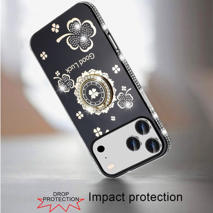 Phone Case for Apple iPhone 18 Pro Glitter Diamond Ring Stand Sparkle Rhinestone Edge AntiSlip Kickstand Luxury Fashion Bumper Shockproof Cover