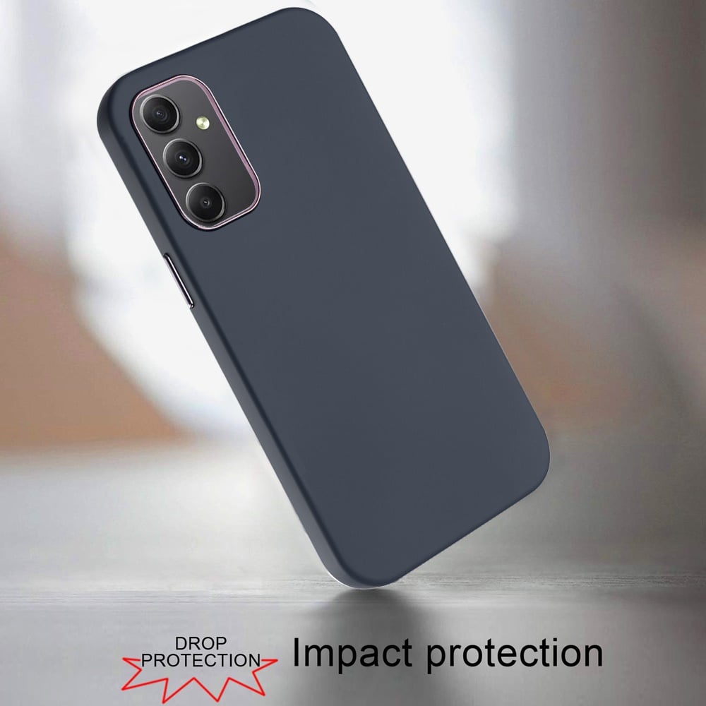 For Samsung Galaxy A15 5G Slim Classic Hybrid Around Rubber Gummy Gel Slick Hard PC Silicone TPU Chromed Button Case Cover Black