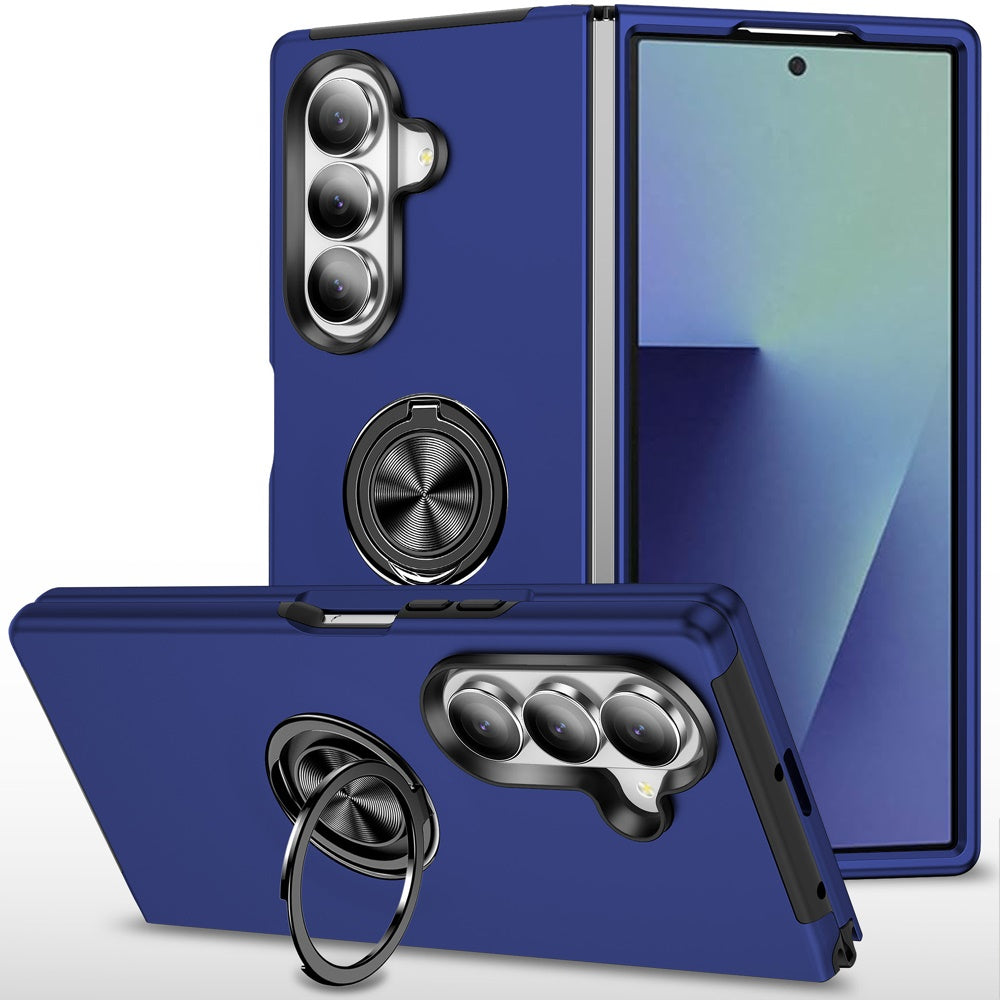 Phone Case for Samsung Galaxy Z Fold 8 Ultra Invisible Ring Stand Shockproof Anti Slip Durable Grip Protective Hybrid Slim Fit Magnetic Car Mount Holder Cover Blue