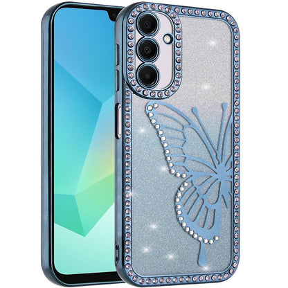 For Apple iPhone 17E /16E Butterfly Glitter Diamond Shimmer Hybrid Slim & Stylish Electroplated Sparkly Bling Shockproof TPU Protective Case Cover
