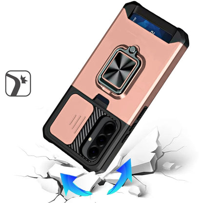 Phone Case for Samsung Galaxy A27 Card Holder Magnetic Ring Stand Shockproof Anti Slip Wallet Grip Protective Hybrid Design Cover