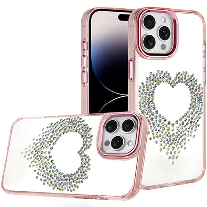 For Samsung Galaxy A37 Angel Hearts Bling Glitter Diamond Hybrid TPU Cover, Colorful Frame Shockproof Protective Back Case Cover