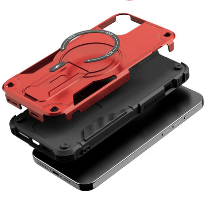 Phone Case for Apple iPhone 12 /12 Pro Magnetic Kickstand Rugged Shockproof Armor Grip Anti Slip Heavy Duty Protective Matte Stand Hybrid Cover Red
