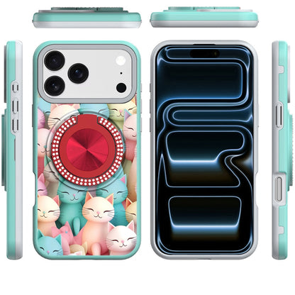 Phone Case for Apple iPhone 18 Pro Max Magnetic Ring Stand Matte Metal Hybrid Car Mount Friendly Shockproof Rotational Grip Diamond Design Pattern Cover