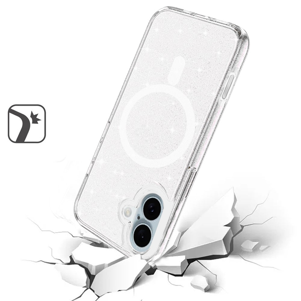 For Apple iPhone 16 Pro Max (6.9") Premium Glitter Shiny Sparkle Bling [MagSafe Compatible] TPU Rubber Hard PC Back Hybrid Case Cover