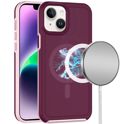 Phone Case for iPhone 14/13 Hybrid Construction Magnetic MagSafe Ring Circle Fused Ultimate Guard Design Protective Frame Magnetic Accessory Compatible Cover Red