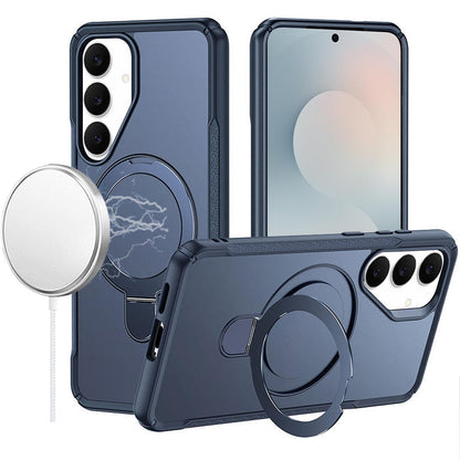 Phone Case for Samsung Galaxy S26 Magnetic Ring Stand Matte Finish Shockproof Grip Slim Armor Heavy Duty TPU Protective Hybrid Cover Blue