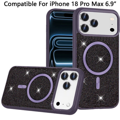 Phone Case for Apple iPhone 18 Pro Max Magnetic Bling Diamond Sparkle Hybrid Shockproof Rugged Grip Durable Protection Anti-Slip Armor Design Cover