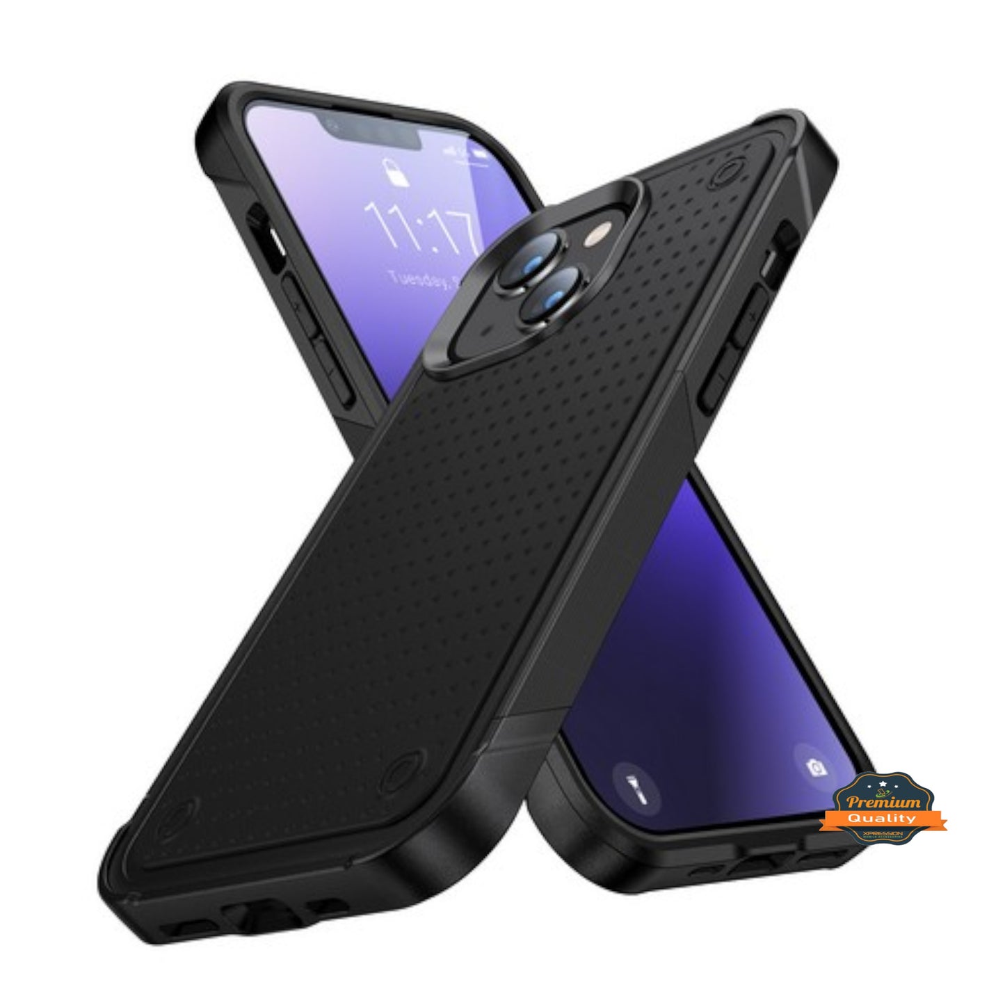 For Apple iPhone 15 Pro Max (6.7") Shockproof Non-Slip Textured Heavy Duty Rugged TPU Drop Military Protection Bumper  Phone Case Cover