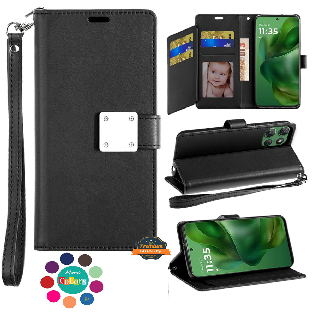 For Samsung Galaxy A17 5G Wallet Case with ID/ Card Holder, Wristlet Strap, Magnetic TPU Protective Shockproof Folio Flip Case Cover