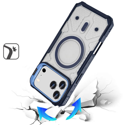 For Apple iPhone 17 Pro Max Transparent Tough Dotted Magnetic Case with Camera Stand & Hybrid Grip Shockproof Case Cover