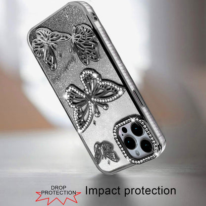 For Apple iPhone 11 Pro Max Luxury Butterfly Sparkle Glitter Diamond Crystal Rhinestone Shimmer Bling Plating Thick TPU Hard PC Case Cover