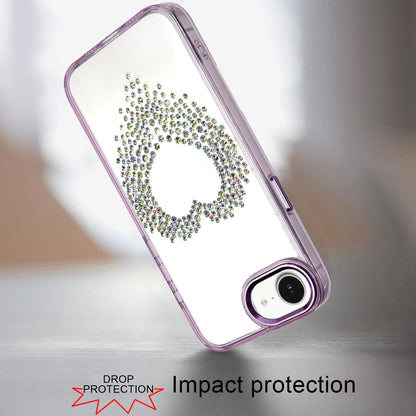 For Apple iPhone 17E /16E Angel Hearts Bling Glitter Diamond Hybrid TPU Cover, Colorful Frame Shockproof Protective Back Case Cover Purple