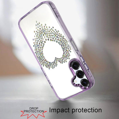 For Samsung Galaxy A16 5G Angel Hearts Bling Glitter Diamond Hybrid TPU Cover, Colorful Frame Shockproof Protective Back Case Cover