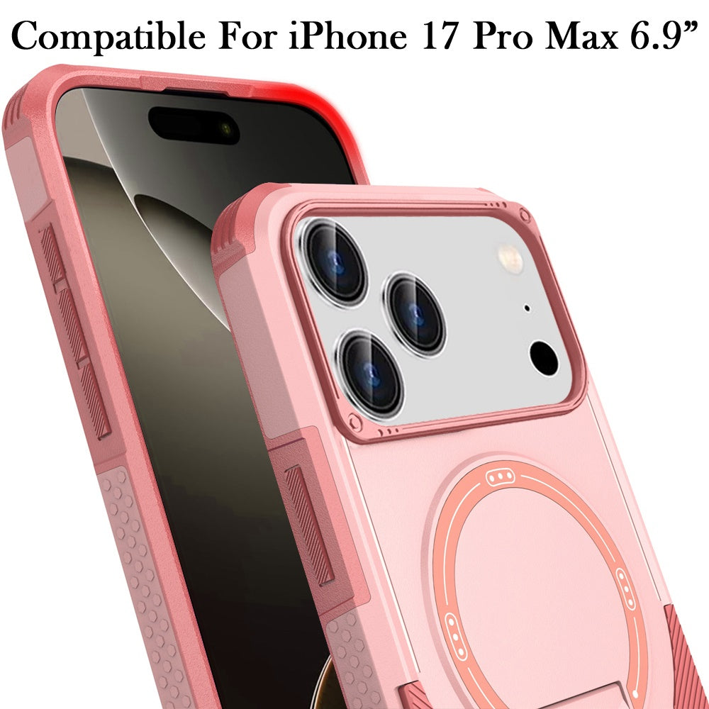 For Apple iPhone 17 Pro Max (6.9") Magnetic Invisible Kickstand Holder with Magsafe, Slim Fit Shockproof Hybrid Military Grade Heavy Duty Case Cover