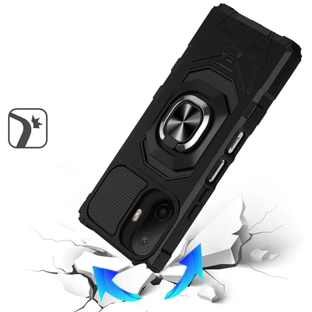 Phone Case for TCL K70 5G Rugged Hybrid Dual Layer Magnetic Ring Stand Armor Shock Absorbing Heavy Duty TPU Reinforced Bumper Cover