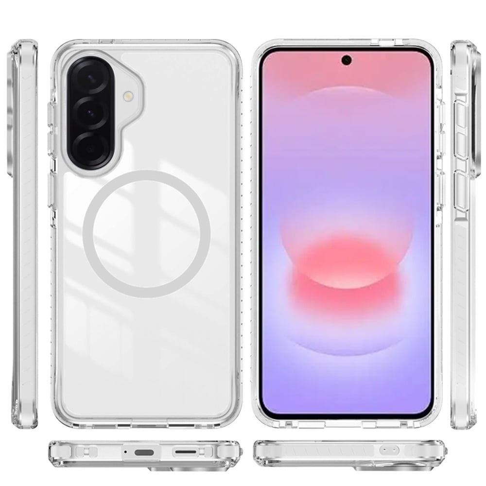 Phone Case for Samsung Galaxy A37 Transparent Magnetic Shockproof Colored Edge Hybrid Case Slim Durable Grip Clear Protective Soft TPU Cover