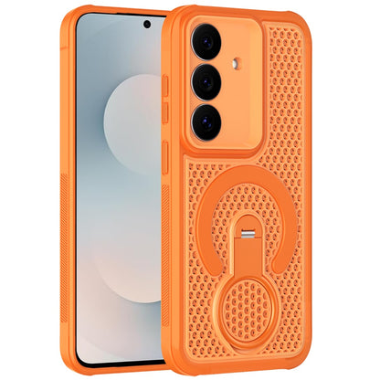 Phone Case for Samsung Galaxy S25 FE, S25 Fan Edition Magnetic Honeycomb Hybrid Rugged Armor Ring Kickstand Dual Layer Shock Absorbing Hard PC Soft TPU Cover