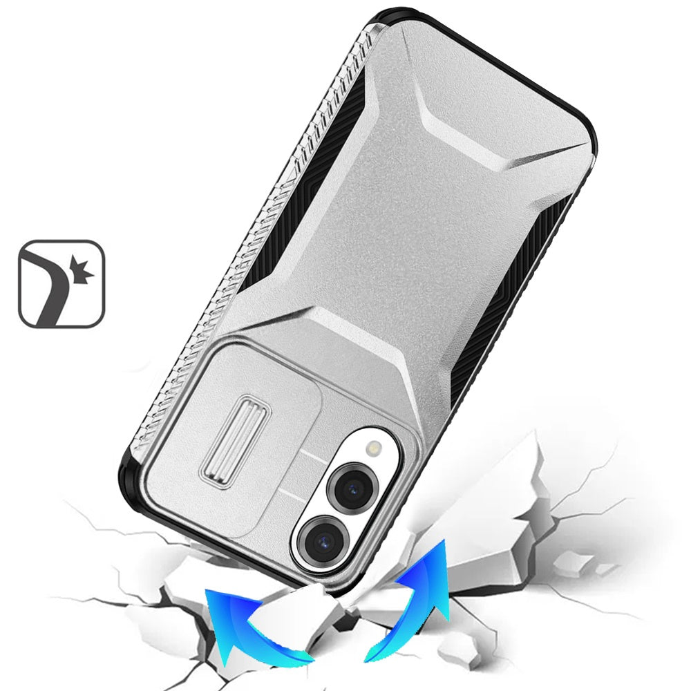 For Samsung Galaxy S25 Edge Slim Fit Shockproof Hybrid with Slide Camera Window Covering, Rugged Tpu Silicone Hard PC Bumper Case Cover