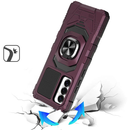 Phone Case for Samsung Galaxy S26 FE /Fan Edition Rugged Hybrid Dual Layer Magnetic Ring Stand Armor Shock Absorbing Heavy Duty TPU Reinforced Bumper Cover Purple