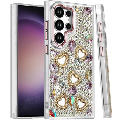 Luxury Crystal Heart Rhinestone Diamond Bling Shockproof Hybrid Glitter Protective Stylish Durable Grip