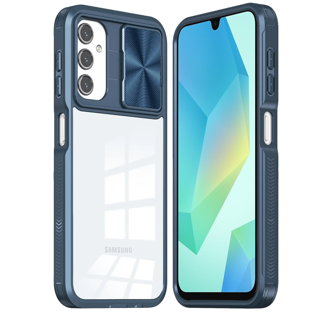 For Samsung Galaxy A16 5G Hybrid Cases with Sliding Camera Cover Transparent Shockproof Bumper TPU Protective Case Cover