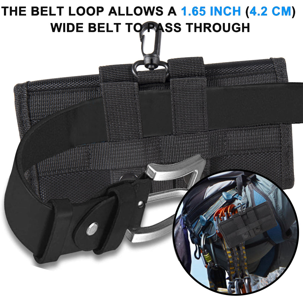 For Apple iPhone 16 Pro (6.3") Universal Pouch Case Horizontal Phone Holster Nylon Cover with Front Buckle, Belt Clip Loop & Hook Carabiner Large [Black]