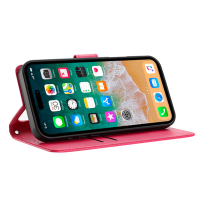 Phone Case for Google Pixel 10 /10 Pro Leather Wallet Folio Credit Card Holder with Magnetic Closure Wrist Strap Classic Flip Design Storage Slots Cover Pink