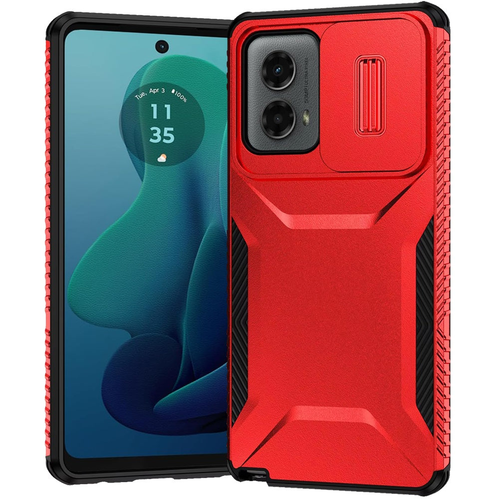 For Samsung Galaxy S23 Ultra Slim Fit Shockproof Hybrid with Slide Camera Window Covering, Rugged Tpu Silicone Hard PC Bumper Case Cover Red