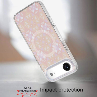 For Apple iPhone 17 AIR Stylish Pattern Fashion IMD Printed Design TPU Double Layer Slim Shockproof with Magnetic Back Case Cover Flowers Pink Gradient