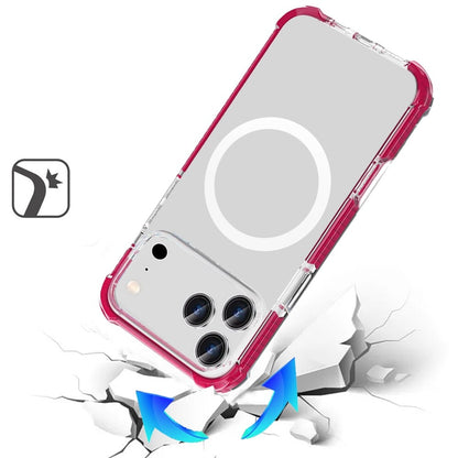 For Apple iPhone 17 Pro (6.3") Magnetic Acrylic Case Transparent Back, Rugged Colorful Frame, Shockproof Hybrid, MagSafe Compatible Case Cover