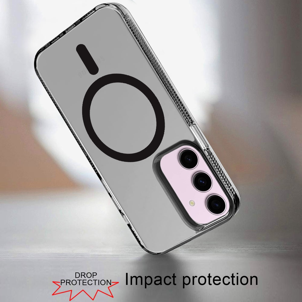 Phone Case for Samsung Galaxy S23 Transparent Magnetic Shockproof Ultra Thick TPU Hybrid Durable Clear Heavy Duty Protective Grip Cover Black
