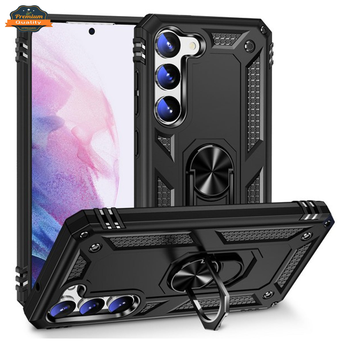 For Samsung Galaxy S25 EDGE Shockproof Hybrid Dual Layer PC + TPU with Metal Ring Kickstand Heavy Duty Armor Shell Case Cover