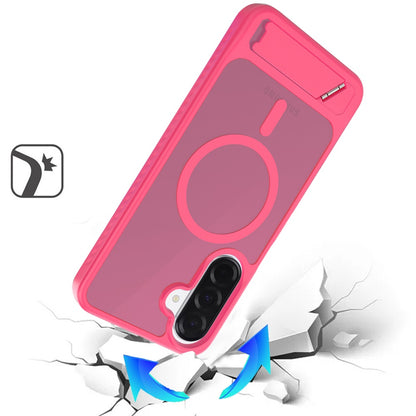 Phone Case for Samsung Galaxy A27 Matte Magnetic Metal Kickstand Shockproof Grip Anti Slip Durable Protective Heavy Duty Hybrid Cover