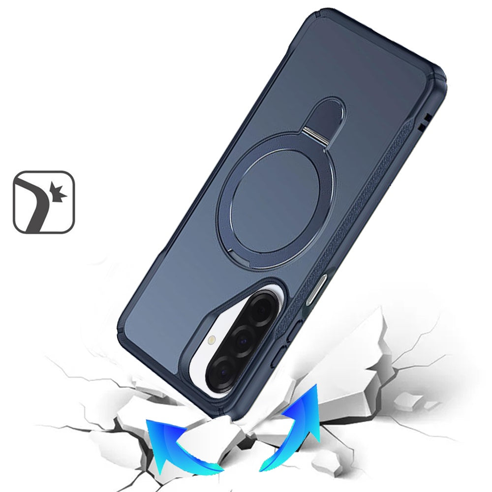 For Samsung Galaxy A17 5G Matte Finish Magnetic Ring Hybrid Protective Invisible Kickstand Magsafe Compatible Case Cover