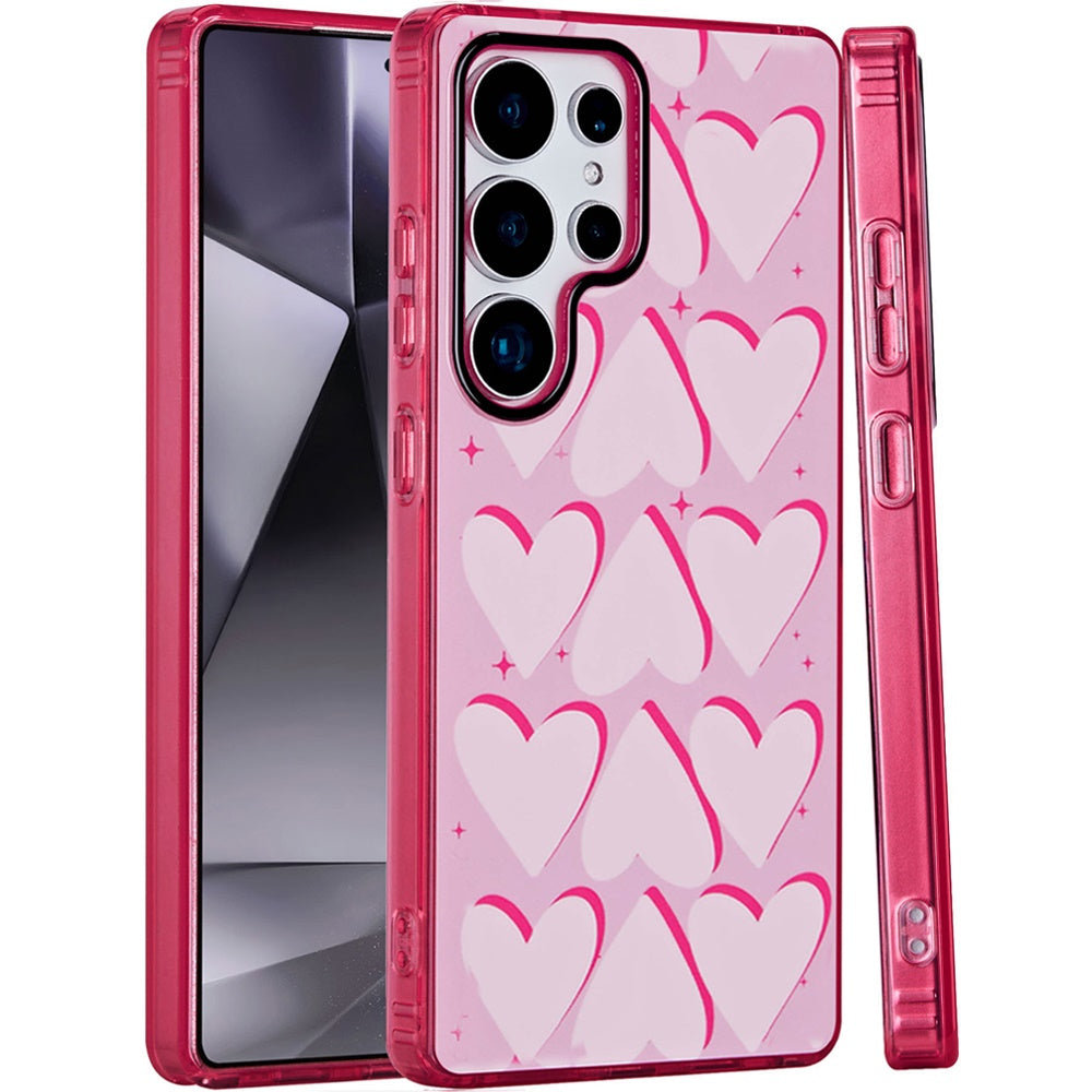 For Samsung Galaxy S25 Ultra Fashion Layer Design Slim IMD TPU Protective, Shockproof Hybrid Stylish Durable Hard PC Case Cover Love